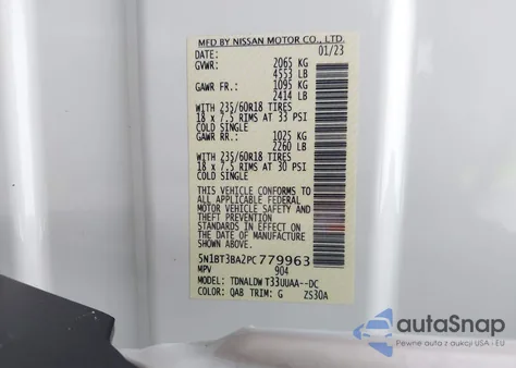 2023 Nissan Rogue Sv Fwd from USA, damaged, VIN 5N1BT3BA2PC779963